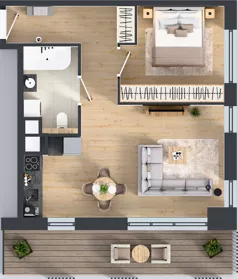 2 pokoje, mieszkanie 46,11 m², piętro 1, oferta nr B.1.4, Żywiecka Vita, Gdańsk, Wrzeszcz, Wrzeszcz Dolny, ul. Żywiecka 2C