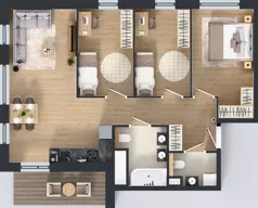 4 pokoje, mieszkanie 74,32 m², piętro 2, oferta nr B.2.1, Żywiecka Vita, Gdańsk, Wrzeszcz, Wrzeszcz Dolny, ul. Żywiecka 2C