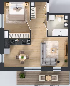 2 pokoje, mieszkanie 43,64 m², piętro 8, oferta nr B.8.4, Żywiecka Vita, Gdańsk, Wrzeszcz, Wrzeszcz Dolny, ul. Żywiecka 2C