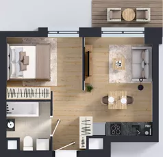 1 pokój, mieszkanie 33,18 m², piętro 1, oferta nr 2.1.M11, Morska Vita II, Gdynia, Leszczynki, Leszczynki, ul. Działdowska 3A