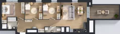 4 pokoje, mieszkanie 72,53 m², piętro 16, oferta nr 2.16.M01, Morska Vita II, Gdynia, Leszczynki, Leszczynki, ul. Działdowska 3A