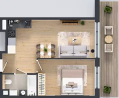2 pokoje, mieszkanie 38,81 m², piętro 3, oferta nr AA0301, Pilczycka Vita, Wrocław, Pilczyce-Kozanów-Popowice Północne, Pilczyce, ul. Pilczycka 195