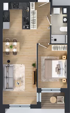 2 pokoje, mieszkanie 47,72 m², piętro 1, oferta nr 1/A/01, Kijowska Vita, Warszawa, Praga Północ, Kamionek, ul. Kijowska 27