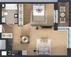 2 pokoje, mieszkanie 43,16 m², piętro 1, oferta nr C1/01/14, WUWA Vita III, Wrocław, Żerniki, Fabryczna, ul. Maya