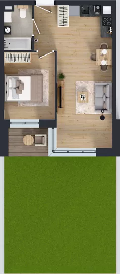 2 pokoje, mieszkanie 40,66 m², parter, oferta nr C2/00/02, WUWA Vita III, Wrocław, Żerniki, Fabryczna, ul. Maya