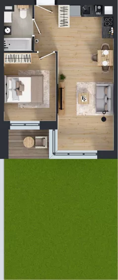 2 pokoje, mieszkanie 41,30 m², piętro 1, oferta nr C2/01/08, WUWA Vita III, Wrocław, Żerniki, Fabryczna, ul. Maya