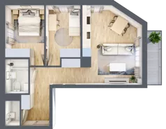 3 pokoje, mieszkanie 56,41 m², piętro 4, oferta nr A.025, Słoneczne Miasteczko, Kraków, Bieżanów-Prokocim, Osiedle Złocień, ul. Henryka i Karola Czeczów