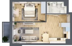 2 pokoje, mieszkanie 41,75 m², piętro 4, oferta nr A.068, Słoneczne Miasteczko, Kraków, Bieżanów-Prokocim, Osiedle Złocień, ul. Henryka i Karola Czeczów
