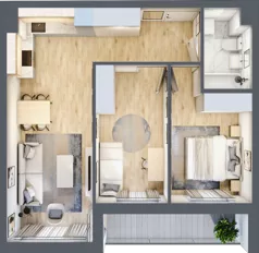 3 pokoje, mieszkanie 54,43 m², piętro 4, oferta nr A.069, Słoneczne Miasteczko, Kraków, Bieżanów-Prokocim, Osiedle Złocień, ul. Henryka i Karola Czeczów
