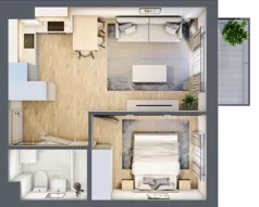 2 pokoje, mieszkanie 36,91 m², piętro 4, oferta nr A.028, Słoneczne Miasteczko, Kraków, Bieżanów-Prokocim, Osiedle Złocień, ul. Henryka i Karola Czeczów