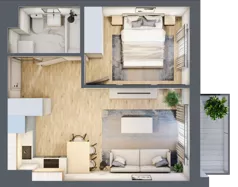 2 pokoje, mieszkanie 36,02 m², piętro 4, oferta nr B.014, Słoneczne Miasteczko, Kraków, Bieżanów-Prokocim, Osiedle Złocień, ul. Henryka i Karola Czeczów