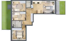 4 pokoje, mieszkanie 74,85 m², parter, oferta nr B.015, Słoneczne Miasteczko, Kraków, Bieżanów-Prokocim, Osiedle Złocień, ul. Henryka i Karola Czeczów