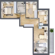 4 pokoje, mieszkanie 67,11 m², piętro 2, oferta nr B.006, Słoneczne Miasteczko, Kraków, Bieżanów-Prokocim, Osiedle Złocień, ul. Henryka i Karola Czeczów