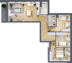 4 pokoje, mieszkanie 76,90 m², piętro 4, oferta nr B.078, Słoneczne Miasteczko, Kraków, Bieżanów-Prokocim, Osiedle Złocień, ul. Henryka i Karola Czeczów