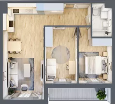 3 pokoje, mieszkanie 59,21 m², piętro 4, oferta nr B.052, Słoneczne Miasteczko, Kraków, Bieżanów-Prokocim, Osiedle Złocień, ul. Henryka i Karola Czeczów