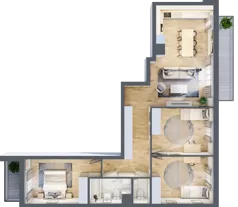 4 pokoje, mieszkanie 86,49 m², piętro 4, oferta nr B.074, Słoneczne Miasteczko, Kraków, Bieżanów-Prokocim, Osiedle Złocień, ul. Henryka i Karola Czeczów