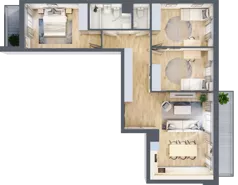 4 pokoje, mieszkanie 82,10 m², piętro 2, oferta nr B.037, Słoneczne Miasteczko, Kraków, Bieżanów-Prokocim, Osiedle Złocień, ul. Henryka i Karola Czeczów