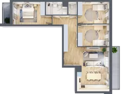 4 pokoje, mieszkanie 82,24 m², piętro 4, oferta nr B.053, Słoneczne Miasteczko, Kraków, Bieżanów-Prokocim, Osiedle Złocień, ul. Henryka i Karola Czeczów