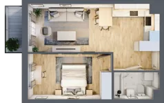 2 pokoje, mieszkanie 42,48 m², piętro 3, oferta nr B.071, Słoneczne Miasteczko, Kraków, Bieżanów-Prokocim, Osiedle Złocień, ul. Henryka i Karola Czeczów