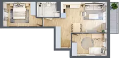3 pokoje, mieszkanie 55,18 m², piętro 4, oferta nr C.020, Słoneczne Miasteczko, Kraków, Bieżanów-Prokocim, Osiedle Złocień, ul. Henryka i Karola Czeczów