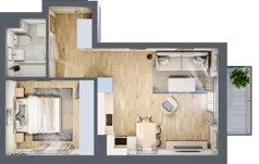 2 pokoje, mieszkanie 41,38 m², piętro 4, oferta nr C.018, Słoneczne Miasteczko, Kraków, Bieżanów-Prokocim, Osiedle Złocień, ul. Henryka i Karola Czeczów