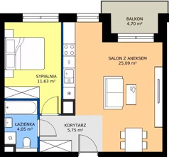 2 pokoje, mieszkanie 46,49 m², piętro 6, oferta nr E.185, Centralna Vita, Kraków, Czyżyny, ul. Ciesielskiego