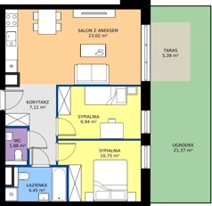 3 pokoje, mieszkanie 57,09 m², parter, oferta nr E.139, Centralna Vita, Kraków, Czyżyny, ul. Ciesielskiego