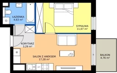 2 pokoje, mieszkanie 36,86 m², piętro 7, oferta nr E.369, Centralna Vita, Kraków, Czyżyny, ul. Ciesielskiego