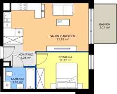 2 pokoje, mieszkanie 41,30 m², piętro 7, oferta nr E.083, Centralna Vita, Kraków, Czyżyny, ul. Ciesielskiego