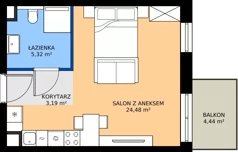 1 pokój, mieszkanie 32,98 m², piętro 4, oferta nr E.109, Centralna Vita, Kraków, Czyżyny, ul. Ciesielskiego