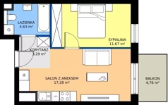 2 pokoje, mieszkanie 36,88 m², piętro 3, oferta nr E.160, Centralna Vita, Kraków, Czyżyny, ul. Ciesielskiego