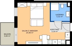 1 pokój, mieszkanie 32,84 m², piętro 2, oferta nr E.098, Centralna Vita, Kraków, Czyżyny, ul. Ciesielskiego