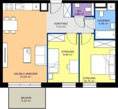 3 pokoje, mieszkanie 57,05 m², piętro 1, oferta nr E.053, Centralna Vita, Kraków, Czyżyny, ul. Ciesielskiego