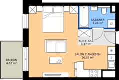 1 pokój, mieszkanie 33,67 m², piętro 3, oferta nr E.022, Centralna Vita, Kraków, Czyżyny, ul. Ciesielskiego