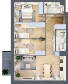 4 pokoje, mieszkanie 70,79 m², piętro 1, oferta nr B.01.04.03, WUWA Vita, Wrocław, Żerniki, Fabryczna, ul. Tadeusza Brzozy
