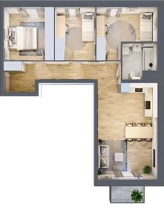 4 pokoje, mieszkanie 75,63 m², piętro 1, oferta nr B.01.05.02, WUWA Vita, Wrocław, Żerniki, Fabryczna, ul. Tadeusza Brzozy