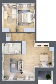3 pokoje, mieszkanie 63,91 m², piętro 4, oferta nr B.04.02.04, WUWA Vita, Wrocław, Żerniki, Fabryczna, ul. Tadeusza Brzozy