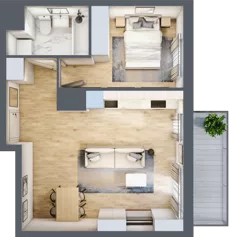 2 pokoje, mieszkanie 44,82 m², piętro 1, oferta nr A/01/008, Unii Lubelskiej Vita, Poznań, Nowe Miasto, Starołęka, ul. Unii Lubelskiej 10