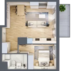 2 pokoje, mieszkanie 43,72 m², piętro 1, oferta nr A/01/007, Unii Lubelskiej Vita, Poznań, Nowe Miasto, Starołęka, ul. Unii Lubelskiej 10
