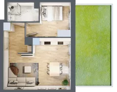 2 pokoje, mieszkanie 41,23 m², parter, oferta nr F/073, City Vibe etap V, Kraków, Podgórze, Płaszów, ul. Myśliwska 68