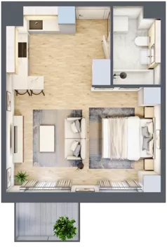1 pokój, mieszkanie 33,81 m², piętro 3, oferta nr F.075, Centralna Vita etap II, Kraków, Czyżyny, Łęg, ul. Romana Ciesielskiego