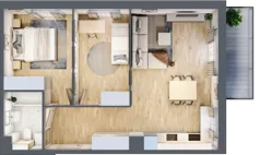 3 pokoje, mieszkanie 58,80 m², piętro 1, oferta nr B1.01.12, Południe Vita etap III, Gdańsk, Orunia Górna-Gdańsk Południe, ul. Kazimierza Wielkiego 