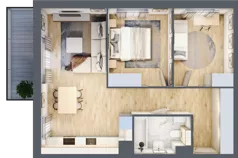 3 pokoje, mieszkanie 56,49 m², piętro 1, oferta nr B2.01.16, Południe Vita etap III, Gdańsk, Orunia Górna-Gdańsk Południe, ul. Kazimierza Wielkiego 