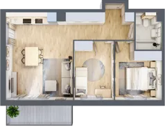 3 pokoje, mieszkanie 57,31 m², piętro 1, oferta nr E2.01.17, Południe Vita etap III, Gdańsk, Orunia Górna-Gdańsk Południe, ul. Kazimierza Wielkiego 