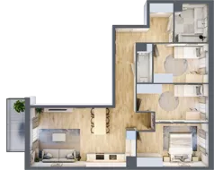 4 pokoje, mieszkanie 80,61 m², piętro 3, oferta nr 052/9, Aleje Praskie IX, Warszawa, Praga Południe, Kamionek, ul. Podskarbińska