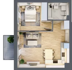 2 pokoje, mieszkanie 40,85 m², piętro 1, oferta nr E2/E/04, Orawska Vita III, Wrocław, Ołtaszyn, Krzyki, ul. Orawska