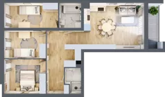 4 pokoje, mieszkanie 77,25 m², piętro 1, oferta nr E2/G/06, Orawska Vita III, Wrocław, Ołtaszyn, Krzyki, ul. Orawska