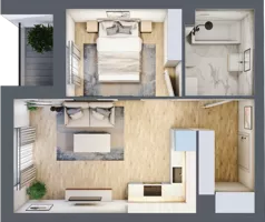 2 pokoje, mieszkanie 35,70 m², piętro 2, oferta nr E1/B/12, Orawska Vita III, Wrocław, Ołtaszyn, Krzyki, ul. Orawska