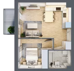 2 pokoje, mieszkanie 37,41 m², piętro 2, oferta nr E1/B/10, Orawska Vita III, Wrocław, Ołtaszyn, Krzyki, ul. Orawska