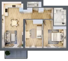 3 pokoje, mieszkanie 60,58 m², piętro 1, oferta nr E1/C/08, Orawska Vita III, Wrocław, Ołtaszyn, Krzyki, ul. Orawska